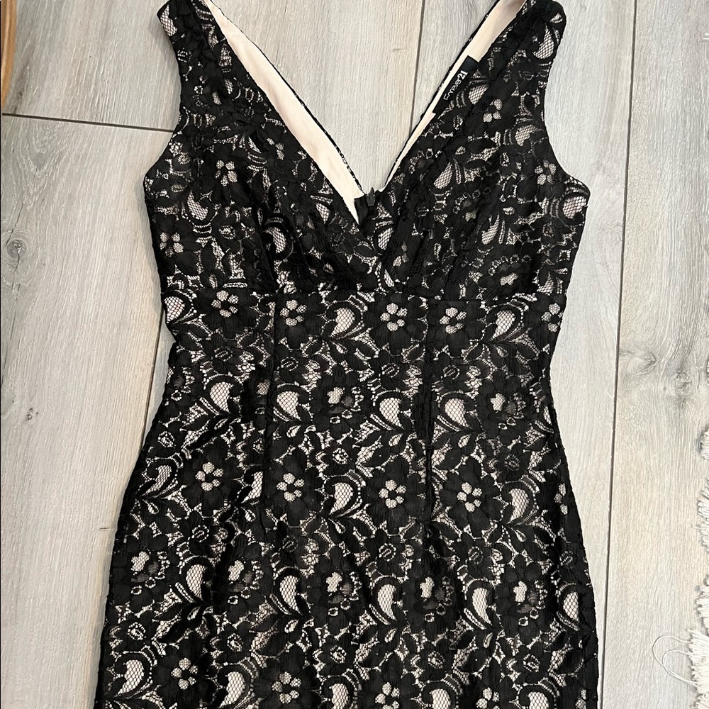 Black lace mini dress